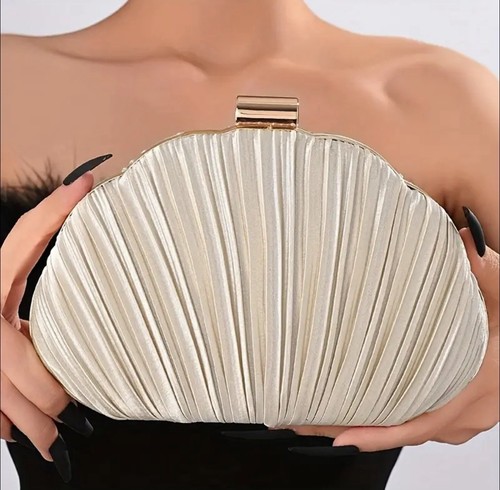 Elegant ivory pleated clutch - elegant,