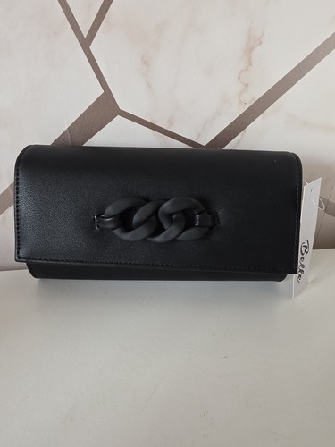Black faux leather clutch bag