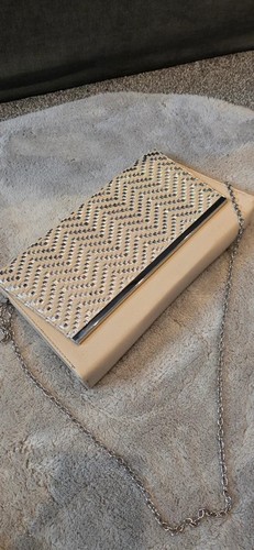 Cream silver clutch bag - cream,