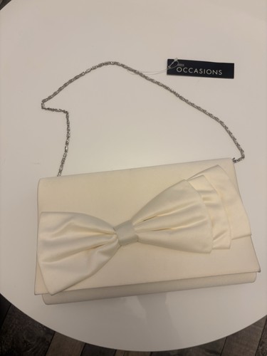 Cream satin handbag - m&s,