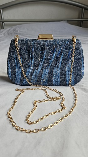 Clutch bag blue sequinned - clutch,