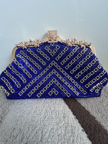 Royal blue embellished clutch - embellished,