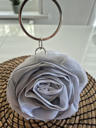 Silver grey rose clutch bag - silver,