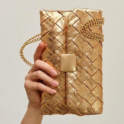 Gold metallic clutch bag - clutch,
